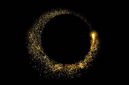 circle light frame on black backgroundの写真素材