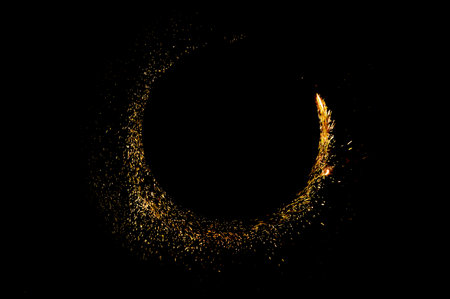 circle light frame on black backgroundの写真素材