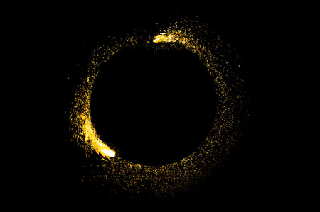 circle light frame on black backgroundの写真素材
