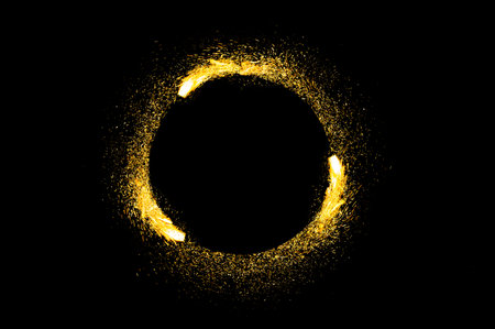 circle light frame on black backgroundの写真素材