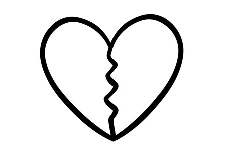 Hand drawn line heart on white background.のイラスト素材
