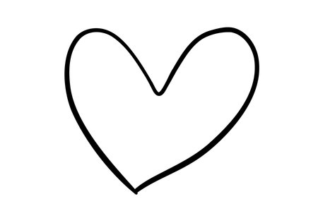Hand drawn line heart on white background.のイラスト素材