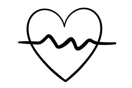 Hand drawn line heart on white background.のイラスト素材