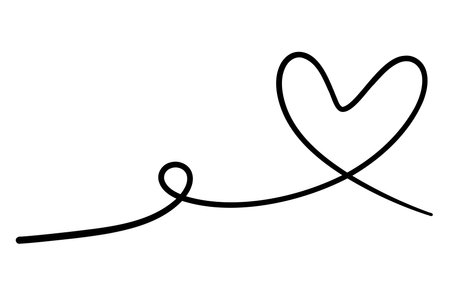 Hand drawn line heart on white background.のイラスト素材