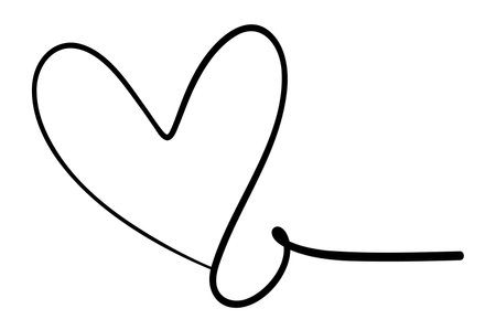 Hand drawn line heart on white background.のイラスト素材
