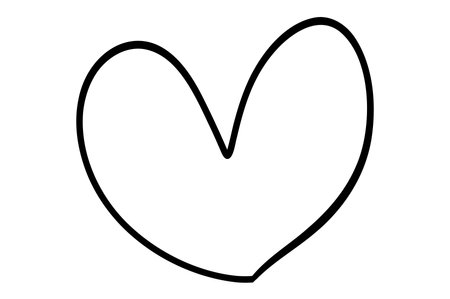 Hand drawn line heart on white background.のイラスト素材