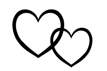 Hand drawn line heart on white background.のイラスト素材
