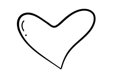 Hand drawn line heart on white background.のイラスト素材