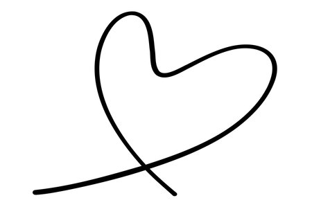 Hand drawn line heart on white background.のイラスト素材