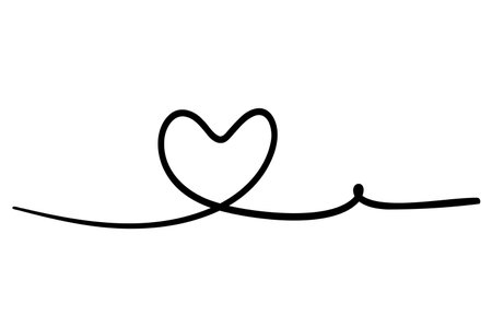 Hand drawn line heart on white background.のイラスト素材