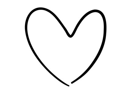Hand drawn line heart on white background.のイラスト素材