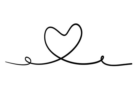 Hand drawn line heart on white background.のイラスト素材