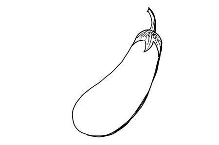 Drawing eggplant Continuous one line drawing eggplant. illustration. Black line art on white background. Cartoon eggplant isolated on white background. Vegan conceptの写真素材