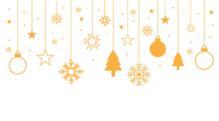 Decorative vector background with snowflakes. Christmas and New Year decoration - Merry Christmas and Happy New Year banner.のイラスト素材
