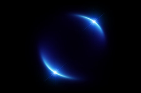 Effect Blue Light Glowing light bursts with sparkles. Glow light effect set, lens flare, explosion, glitter, line, sun flash, spark and star. Abstract image of lighting flare and white stars. illustrationの写真素材