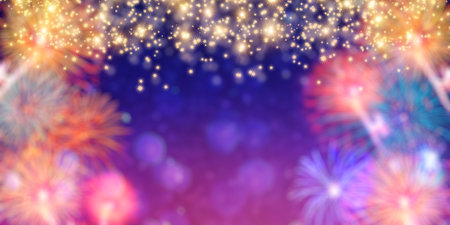 Sparkle Effect.Festive abstract christmas texture, golden bokeh particles and highlights on dark background. High quality photoの写真素材