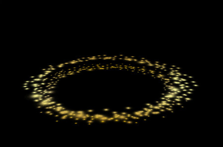 circle light frame on black backgroundの写真素材