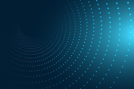 Abstract Blue Glowing Geometric Lines Dots Background. Modern Shiny Blue Dots Pattern. Digital Technology Futuristic Concept. Design for Cover Banner Website. Vector Illustration.のイラスト素材