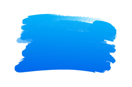 Oil art brush painted textured stripes isolated on white background, Set palette watercolor blue strokes.の写真素材