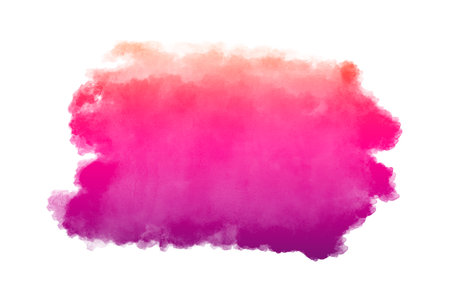 Brush label stripe purple pink. Pink watercolor hand drawn isolated stroke vector stain on white background. Water color wet brush paint aquarelle illustration.の写真素材