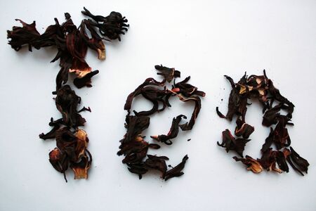 inscription tea red white background isolateの写真素材