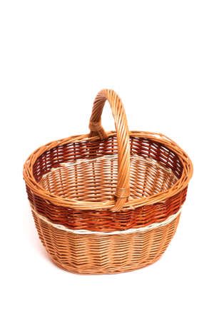 Wicker baskets on a white background. Picnic baskets. Isolate.の写真素材
