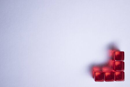 Elements for board games - figures, cubes. On white background. Isolated. Copy space.の写真素材