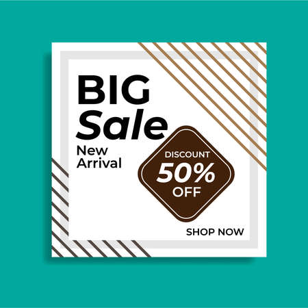 Social media templates with white and brown backgrounds. Great vector for online stores, discount coupons, sales promotions, web, product marketing, fashion products etc.のイラスト素材