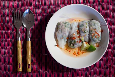 Thai steamed rice-skin dumplingの写真素材