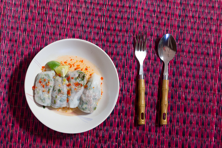 Thai steamed rice-skin dumplingの写真素材
