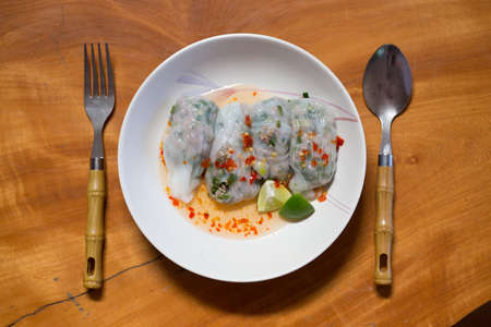 Thai steamed rice-skin dumplingの写真素材