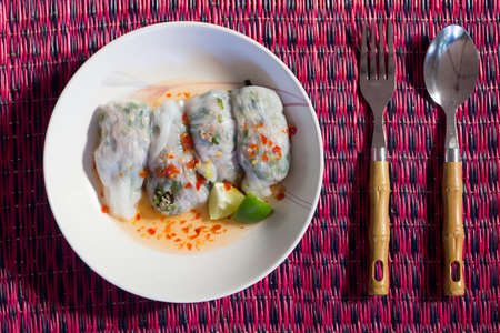 Thai steamed rice-skin dumplingの写真素材