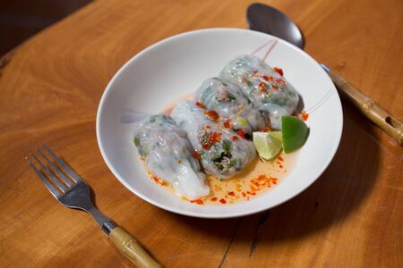 Thai steamed rice-skin dumplingの写真素材
