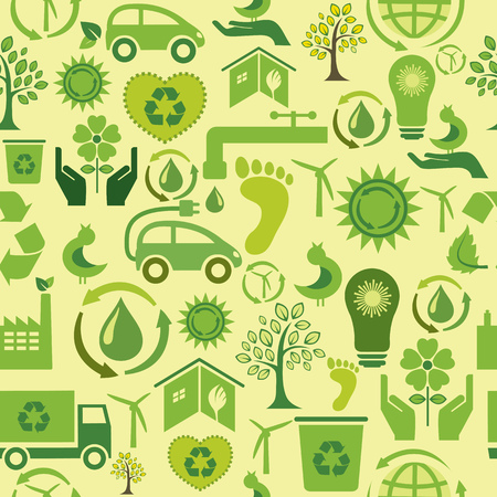 Seamless pattern with ecological iconsのイラスト素材