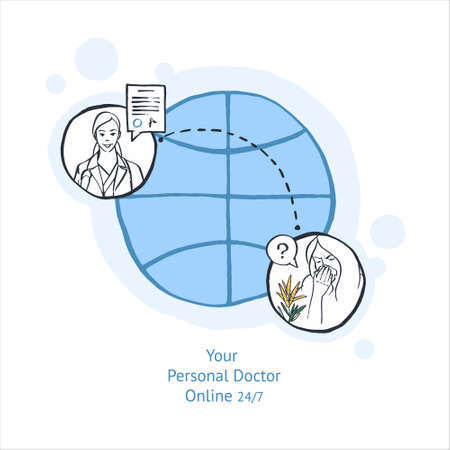 The concept of virtual medicine illustration.のイラスト素材