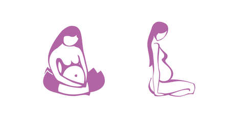 Pregnant woman. Vector icon on white background. Vector illustration.のイラスト素材