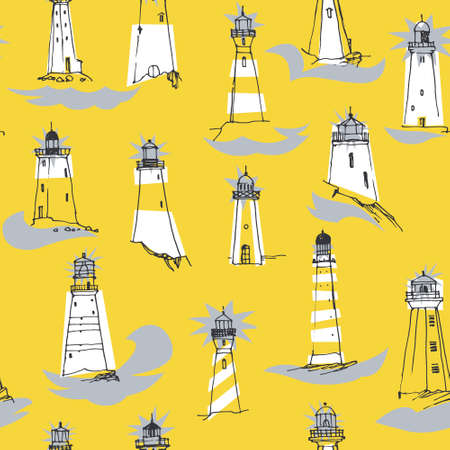 Pattern with beacons drawn by hand. Line sketch. Drawn vector illustration.のイラスト素材