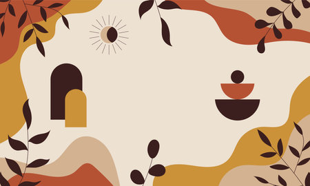 Aesthetic background. Boho background. Background in boho and aesthetic style.のイラスト素材