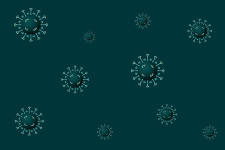 Virus. Microbe. Influenza pandemic. Illness respiratory infection. Background or banner.のイラスト素材