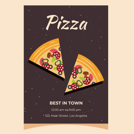 Pizza slices. Temlate of flyer, poster, cover, banner or background.のイラスト素材