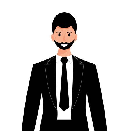 Man in evening suit. Man in black tuxedo. The groom.のイラスト素材