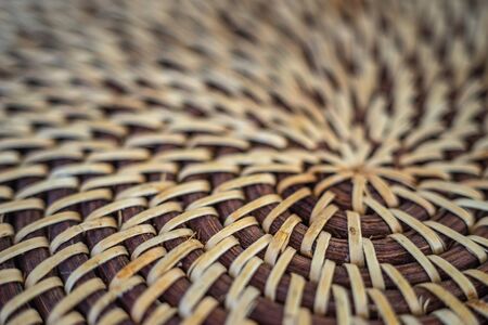 Macro spiral wicker stand, closeup photo of kitchen matの写真素材