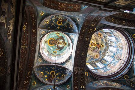 Interior of New Athos Monastery in breakaway republic of Abkhazia. Fresco, wide angle