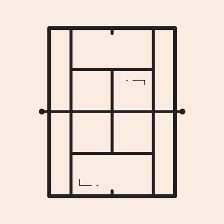 2D Tennis Court with cool lines and reflexes vector outline icon. Design ready to use in multiple projects like websites, apps, shops, games, sport, marketing among othersのイラスト素材
