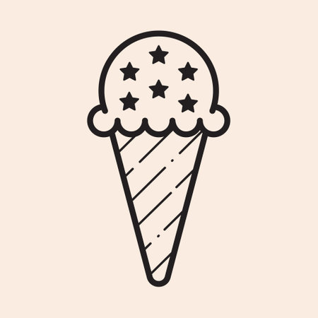 Ice Cream Cone outline icon with Stars and Stripes representing USA Flagのイラスト素材