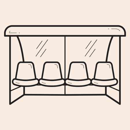 Cool soccer football bench with seats and cover shelter outline icon ready for the gameのイラスト素材