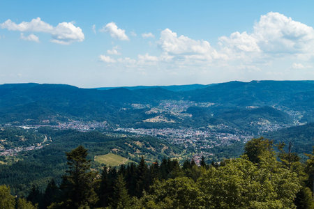 Panoramic aerial view of north Black forest in Germany in summerの写真素材