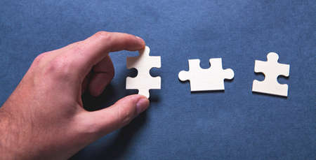 puzzles on a blue background