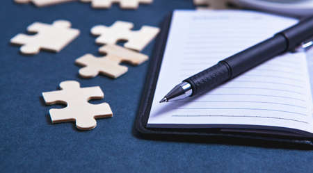 puzzles on a blue background