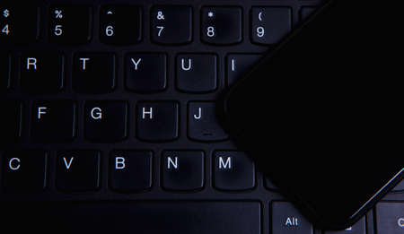 smartphone and keyboardの写真素材